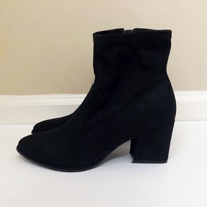 Marc Fisher block heeled sock stretch booties